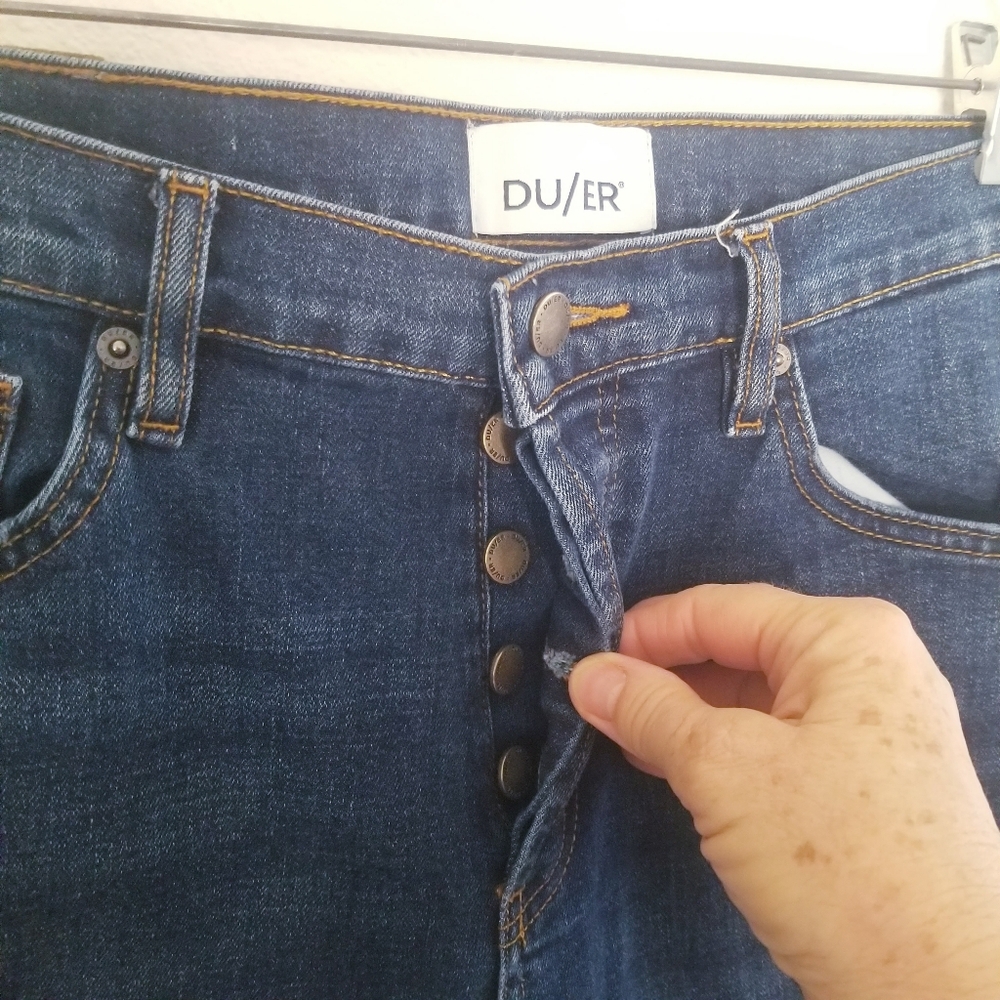 DU/ER Midweight Performance Denim Jeans Button Fly Raw Hem 30/33
